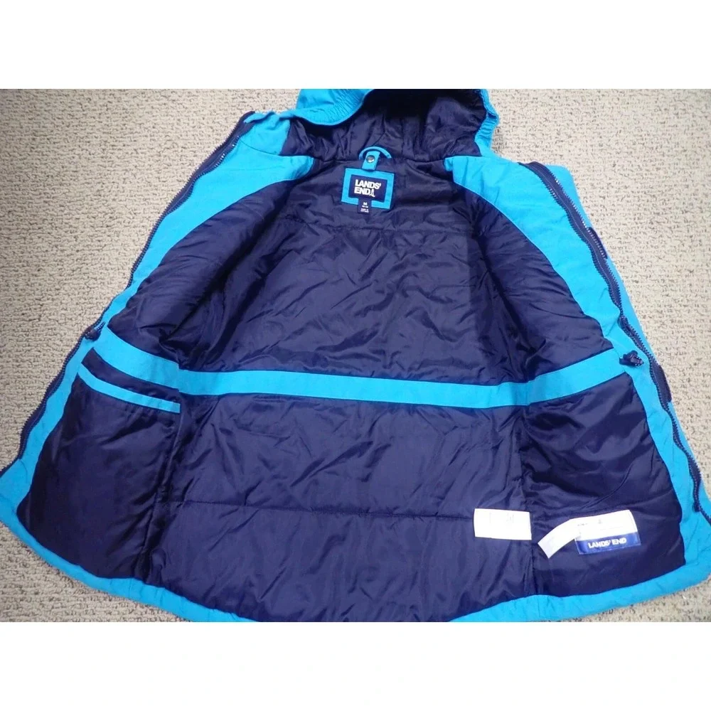 Lands' End Winter Parka Girls Size Medium‎ 10/12 Blue Excellent Insulated Hooded